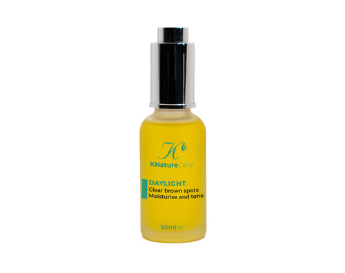 Daylight Facial Oil bottle on a plain background